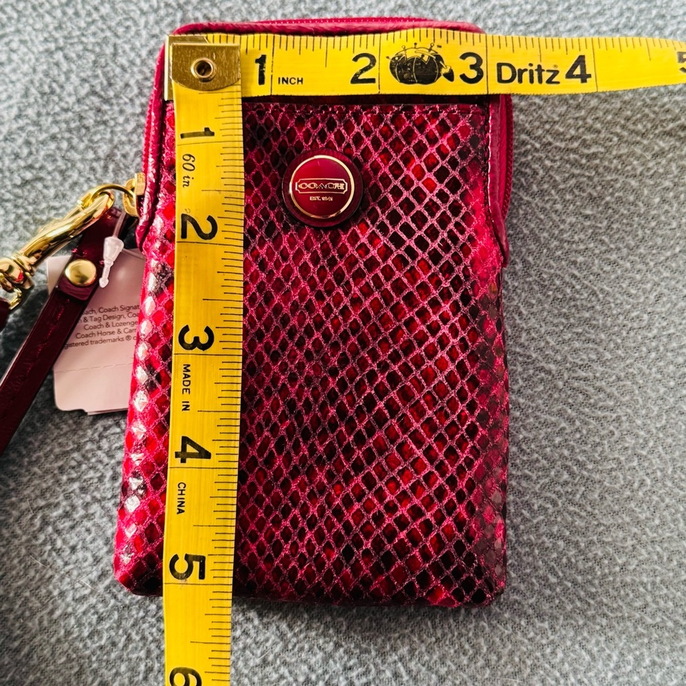 COACH Pink Snake Skin Pattern Phone Wristlet - Picture 3 of 9